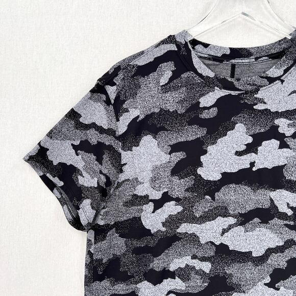 LULULEMON All Yours Short Sleeve Training Tee Womens 8 Black Gray Camo Print - Picture 7 of 16